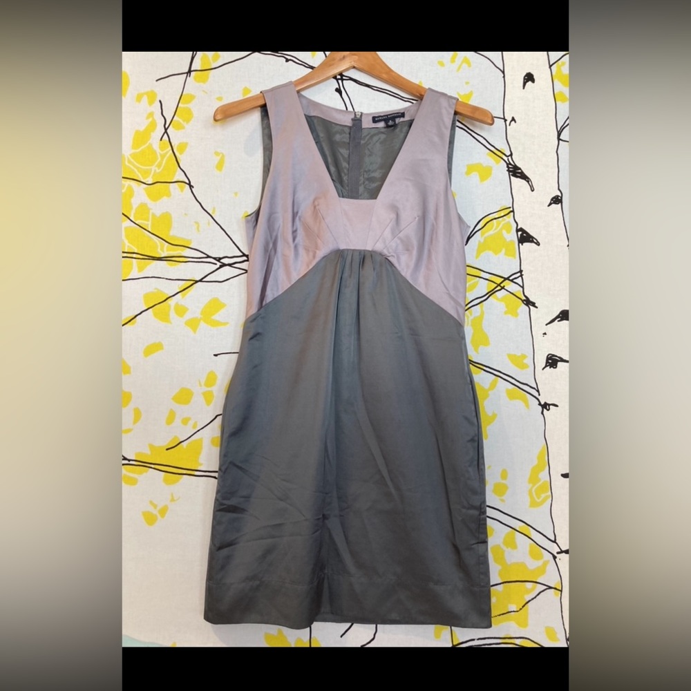 Banana Republic satiny silver/charcoal dress